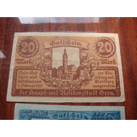 Германия Gera Гера 20 марок 1919 Нотгельд