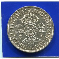 Великобритания 2 шиллинга 1937 , серебро , VF