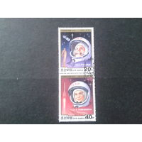 КНДР 1988 Гагарин и Терешкова, сцепка Полная серия
