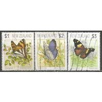 Новая Зеландия. Бабочки. 1991г. Mi#1208-10. Серия.