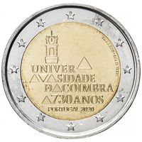 2 Евро Португалия 2020 730 лет Коимбрскому университету UNC из ролла