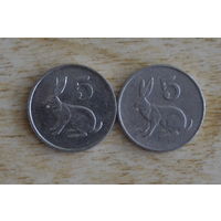 Зимбабве 5 центов 1983 и 1990