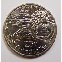 США 25 центов 2023 Эдит Канакаоле Гавайская танцовщица "Женщины Америки" 7-я монета UNC Двор D и Р