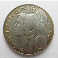 Все лоты с рубля.10 шиллингов 1958,Австрия,серебро