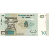 Конго 10 франков 1997 (UNC)