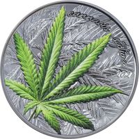 Бенин 1000 франков 2021г. "Марихуана / Cannabis Sativa". Black Proof. Монета в капсуле; подарочном футляре; номерной сертификат; коробка. СЕРЕБРО 31,10 гр. (1 oz).