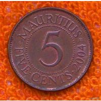 Маврикий 5 центов 2004 года, UNС.