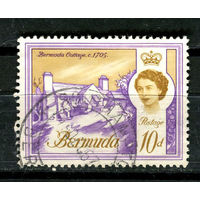 Британские колонии - Бермуды - 1962/1969 - Королева Елизавета II и архитеткутра 10Р - [Mi.170] - 1 марка. Гашеная.  (Лот 66AL)