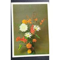 Открытка чистая, композиция из цветов, 1983