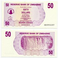 Зимбабве. 50 долларов (образца 2006 года, P41, UNC)