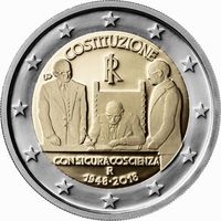 2 Евро Италия 2018 70 лет конституции UNC из ролла