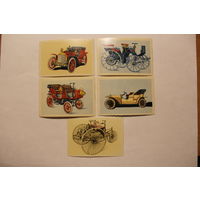 Бумажные картинки с автомобилями, времён ГДР, 5 штук, размер 82*57 мм.