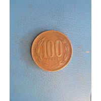Чили 100 песо 1984 год большая монета герб