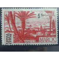 Марокко, 1950, вид города, надпечатка