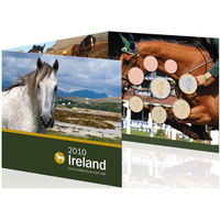 Ирландия 2010 год. 1, 2, 5, 10, 20, 50 евроцентов, 1 и 2 Евро. Нечастый официальный набор монет Евро в буклете (8 монет) "Животные на монетах Ирландии - Лошадь"