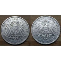 3 Марки Германия Любек 1908 год. Редкие, тираж 33.334 шт. Первый год чекана