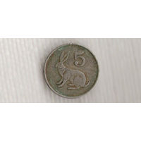 Зимбабве 5 центов 1989/заяц(Ki)