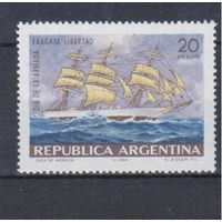 [911] Аргентина 1968. Корабли.Парусники. Одиночный выпуск. MNH