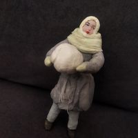 Ватная ёлочная игрушка девочка с комом
