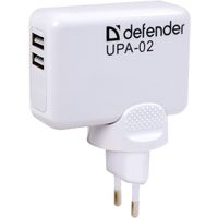 Адаптер питания сетевой 3,1 А. Defender UPA-02. 2 порта USB, 5V/3.1А. Универсальное зарядное. 3A 3а 3 а A