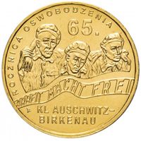 Польша 2 злотых, 2010 65 лет освобождения концлагеря Аушвиц-Биркенау UNC