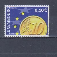 [837] Люксембург 2001. Введение евро.Монета. Гашеная марка.