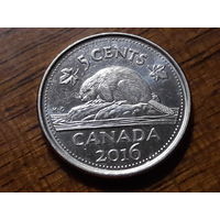 Канада 5 центов 2016 Бобр
