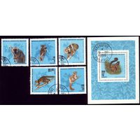 Блок и 5 марок 1990 год Мадагаскар Лемуры 1273-1277 146