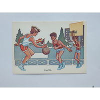 Живопись баскетбол юмор Испания  10х15  см