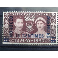 Британское Марокко, 1937, коронация Георга VI, надпечатка