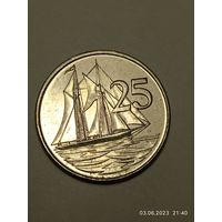 Каймановы острова 25 центов 1992 года .