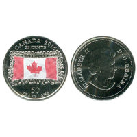 Канада 25 центов, 2015 50 лет Канадскому флагу UNC цветная