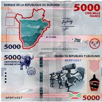 Бурунди 5000 франков 2022 год UNC(из пачки)