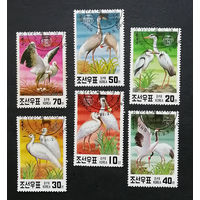 КНДР Корея 1991 г. Охрана природы. Цапли. Птицы, полная серия из 6 марок #0092-Ф2P17