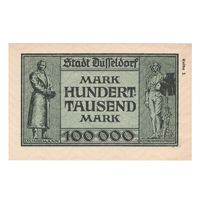 Германия Дюссельдорф 100 000 марок 1923 года. Состояние UNC!