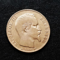 20 франков 1855 года. Наполеон III. Франция. А. UNC.