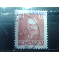 Польша, 1950, президент Берут надпечатка на 10zl, Михель 4 евро