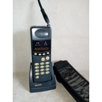 Трубка радиотелефона Sanyo CLT-75KM 1990-е гг Япония раритет (Базы нет!) Кожаный чехол В коллекцию или переделку