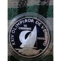 Никарагуа 50 Кордоба 1988 Олимпийские игры парусный спорт серебро