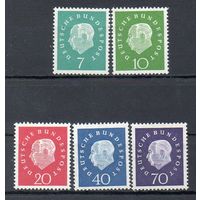 Стандартный выпуск. Президент Теодор Хойс Германия 1959 год серия из 5 марок