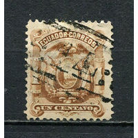 Эквадор - 1881/1887 - Герб 1С - (есть тонкое место) - [Mi.8] - 1 марка. Гашеная.  (LOT DP32)