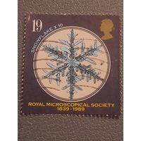 Великобритания 1989. Изучение кристалов снега. Королевское сообщество Микроскоперов