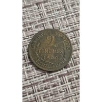 Франция 2 сантима 1899 г ( тираж 750 тысяч  )