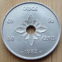 Лаос. 50 центов 1952 года  KM#6  Тираж: 1.400.000 шт