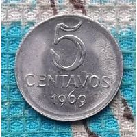 Бразилия 5 центаво 1969 года. Бразилия времен Тропиканки.