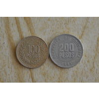 Колумбия 100 и 200 песо 1995