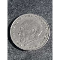 Германия  2 марки 1973 D Конрад Аденауэр