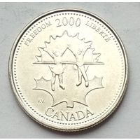 Канада 25 центов 2000 г. Миллениум. Свобода