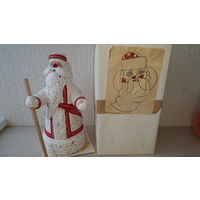 Дед Мороз в коробке 36 см вата папье маше прекрасный сохран родная коробка с этикеткой