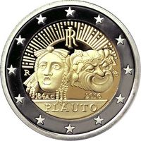 Италия 2 евро 2016 2200 лет со дня смерти Тита Плавта UNC из ролла